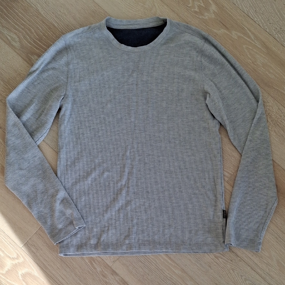Eddie Bauer Men's Gray Long Sleeve Waffle Shirt - Small